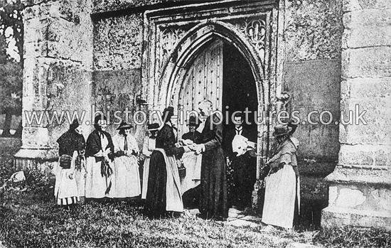 Harvest Gifts after the Festival, St Mary's Church, Hatfield Broad Oak, Essex. c.1907